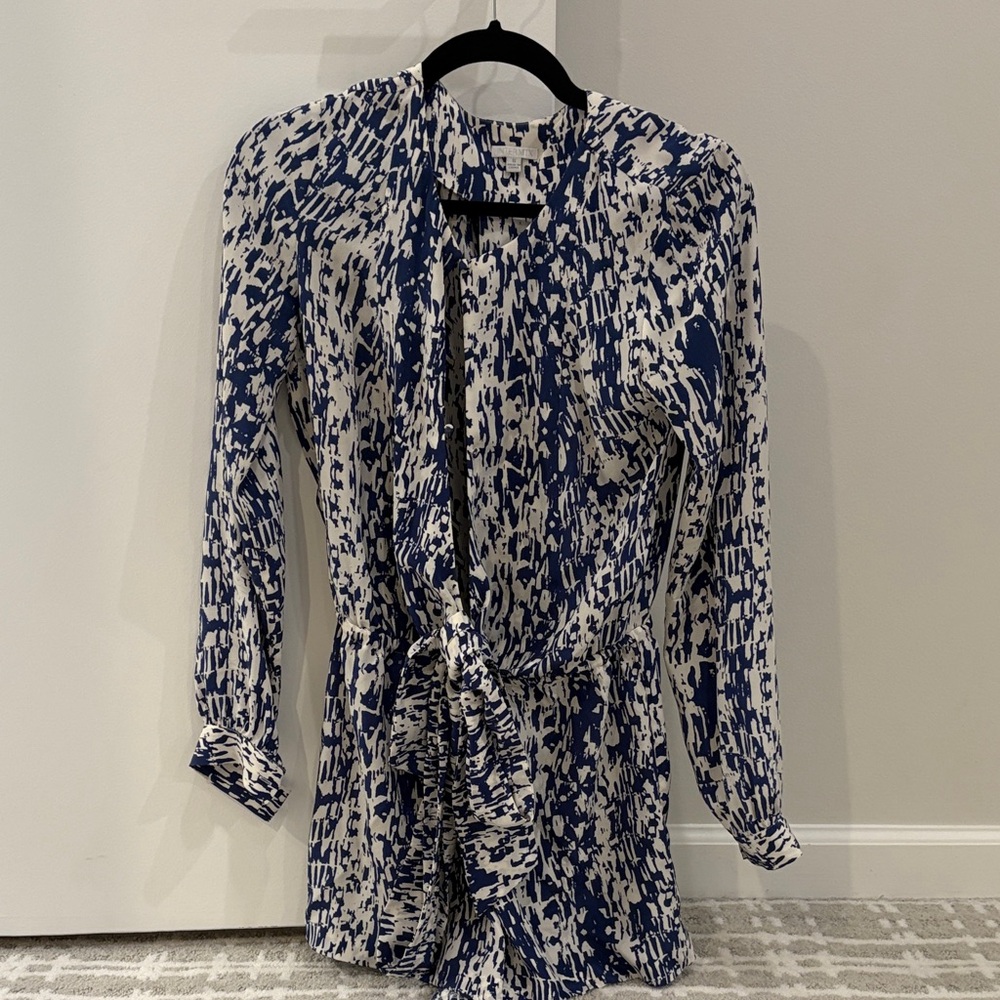 INTERMIX Abstract Blue and Cream Dress